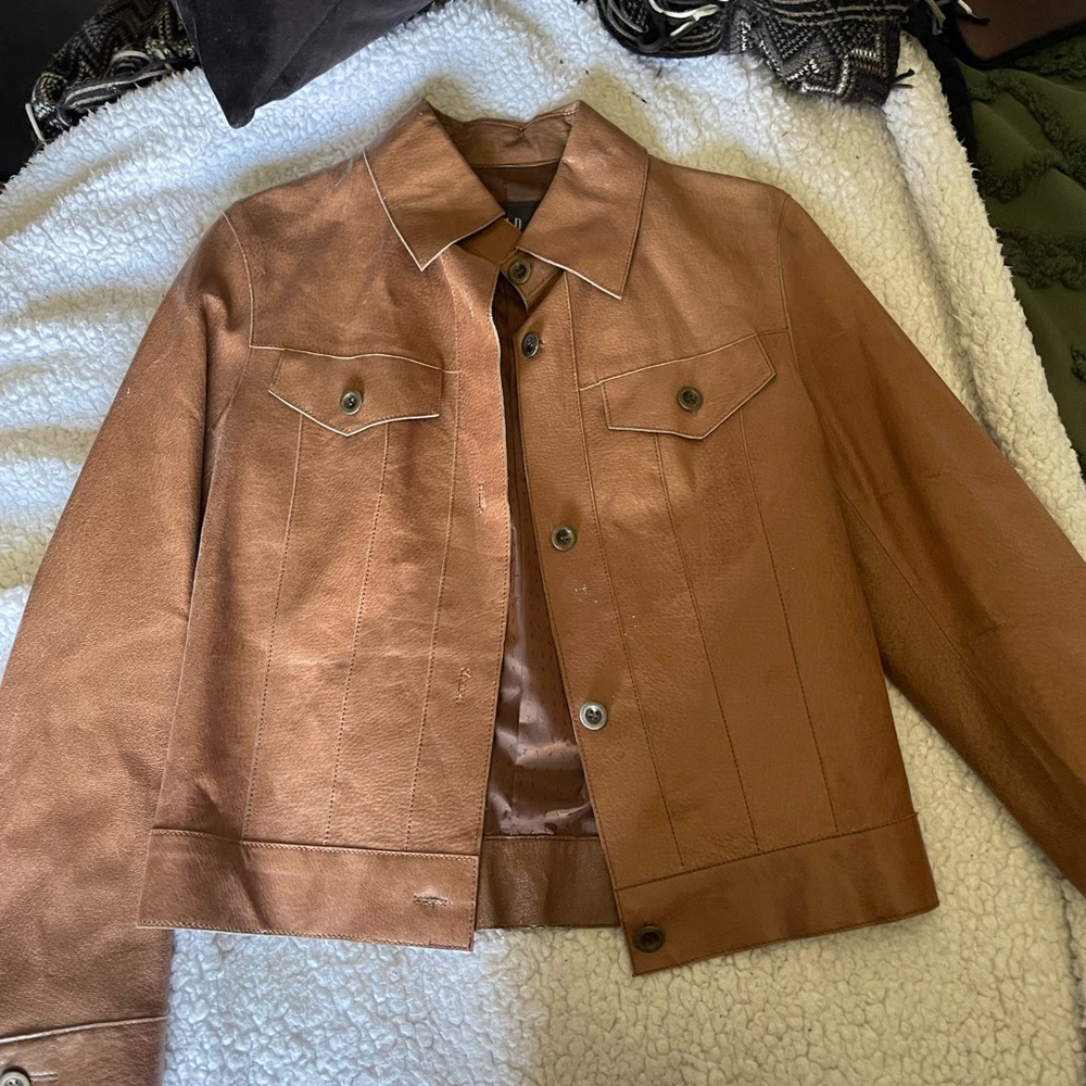 Brown GAP/Old Navy Leather Jacket ✨